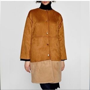 Zara NWOT Faux Fur and Suede Jacket